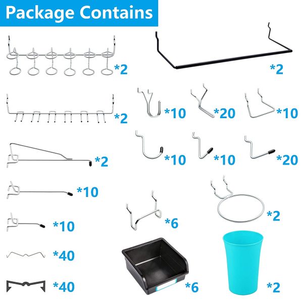 Pegboard Hooks, with Bins, Peg Locks, for Organizing Various Tools, 204 PCS, 80 of Which are Locks - Image 2