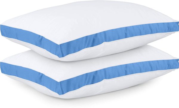 Utopia Bedding Gusseted Pillow (2-Pack) Premium Quality Bed Pillows - Side Back Sleepers - Blue Gusset - King