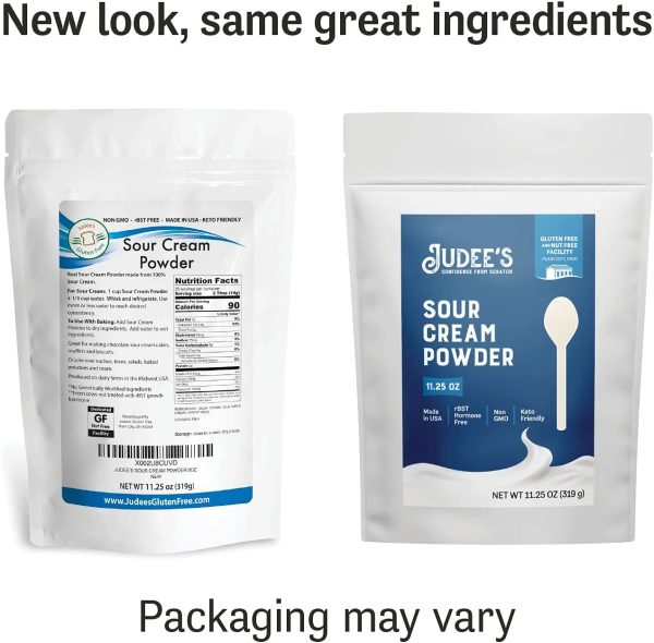 Judee's Sour Cream Powder 319g (11.25oz) - Made from Real Sour Cream, Non GMO, rBST Hormone Free, Made in USA, Keto Friendly, Dedicated Gluten & Nut Free Facility - Image 2