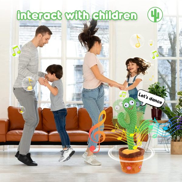 Kids Dancing Talking Cactus Toys for Baby Boys and Girls, Talking Sunny Cactus Toy Electronic Plush Toy Singing, Record & Repeating What You Say with 120 English Songs and LED Lighting for Home Decor - Image 2