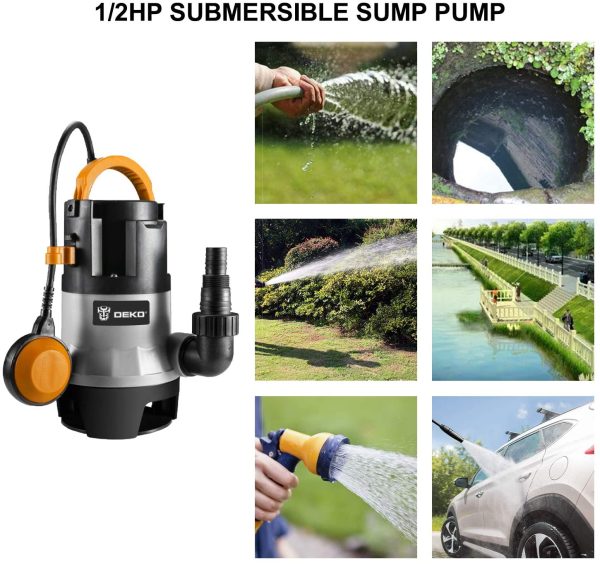 1/2HP 400W Sump Pump 1981GPH Submersible Pump Water Pump Long 16ft Cable and Swimming Pool Garden Tub Pond Flood Drain w/Float Switc - Image 5