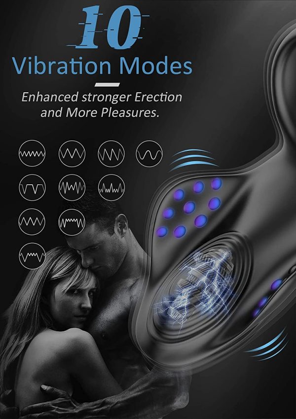 Vibrating Cock Ring with Taint Teaser, SENSIVO Dual vibrating Penis Ring with 10 Powerful Vibration Enhancing Erection Sex Toy for Men Couple Prostate Massager - Image 4