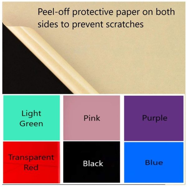 2 Pack Color Cast Acrylic Plexiglass Sheets 1/8?? Thick (3mm) Easy to Cut Plastic Plexi Glass with Protective Paper for Signs, DIY Display Projects, Crafts, Shelves (6"x12", black) - Image 2