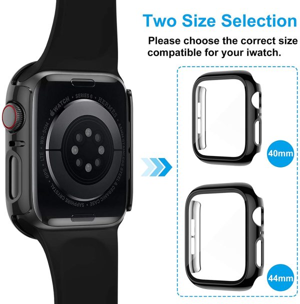 CAVN 3-Pack Screen Protector Case Compatible with Apple Watch Series 7/6/5/4/SE 40mm 41mm 44mm 45mm, Tempered Glass Cover Protective PC Case with Glass Cover, HD Clear Accessory - Image 4