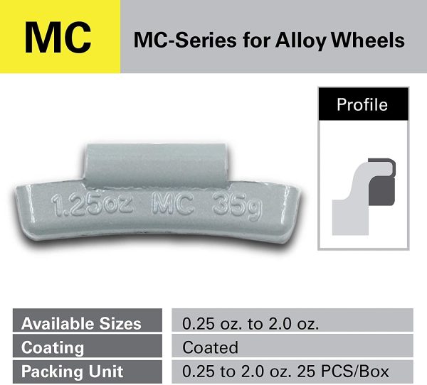 CKAuto MC-Series Coated 1/4oz, 0.25oz Lead Clip on Wheel Weights, 25Pcs/Box - Image 4