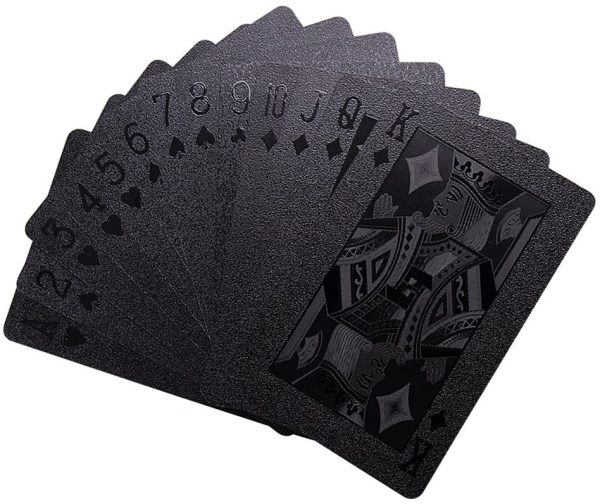 Joyoldelf Cool Black Foil Poker Playing Cards, Waterproof Deck of Cards with Gift Box, Use for Party and Game - Image 2