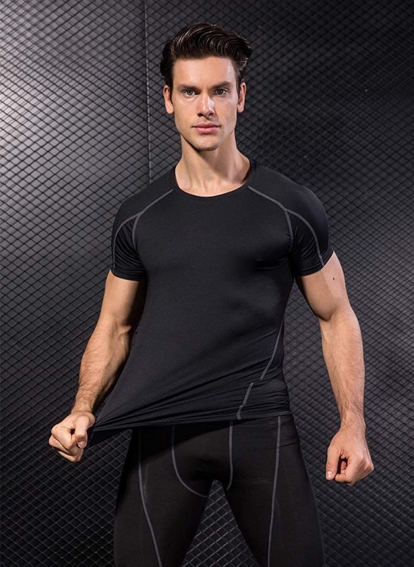 Men's (Pack of 3) Cool Dry Compression Short/Long Sleeve Sports Baselayer T-Shirts Tops - Image 7