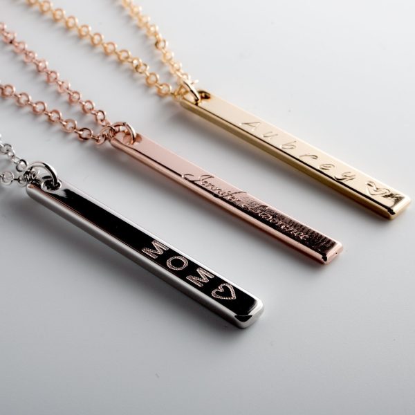 Your Name Vertical Bar Personalized Necklace 16K Gold Plated Name Bar Necklace Dainty Hand stamped or Machine Engraving Wedding Bridesmaid Christmas Gift - Image 9