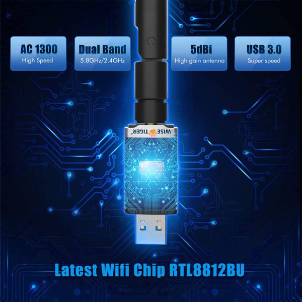 WiFi Adapter for PC Gaming 1300Mbps, USB 3.0 Wireless Adapter Dual Band 5GHz 802.11AC Wifi Dongle 5dBi Antenna Support Desktop Laptop Windows XP/Vista/7/8/10/11 Mac 10.6-10.15 - Image 7