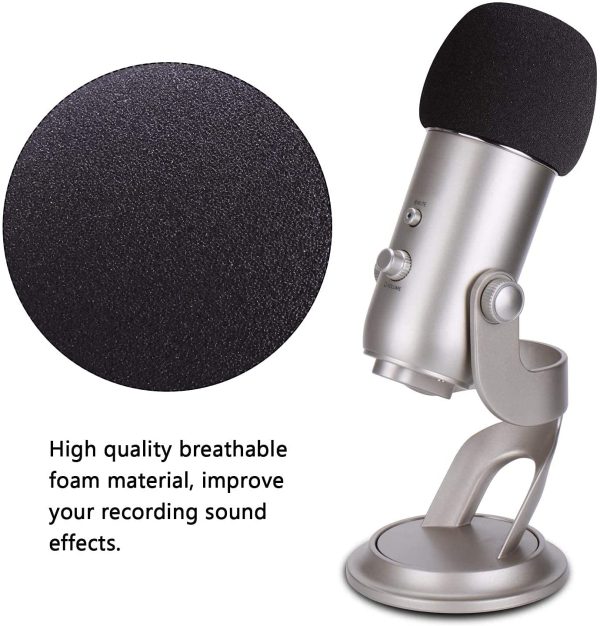 PEYOU for Blue Yeti Pop Filter, Professional Microphone Pop Filter Windscreen, Foam Windscreen & Furry Windscreen Microphone Cover Designed for Blue Yeti Yeti Pro, 2 Pack Mic Pop Filter Mask Shield - Image 7