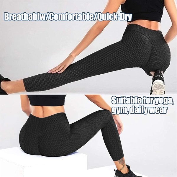 Vozobi Tiktok Trending Leggings Women's High Waist Yoga Pants Ruched Butt Lift Leggings Textured Scrunch Booty Tights - Image 6