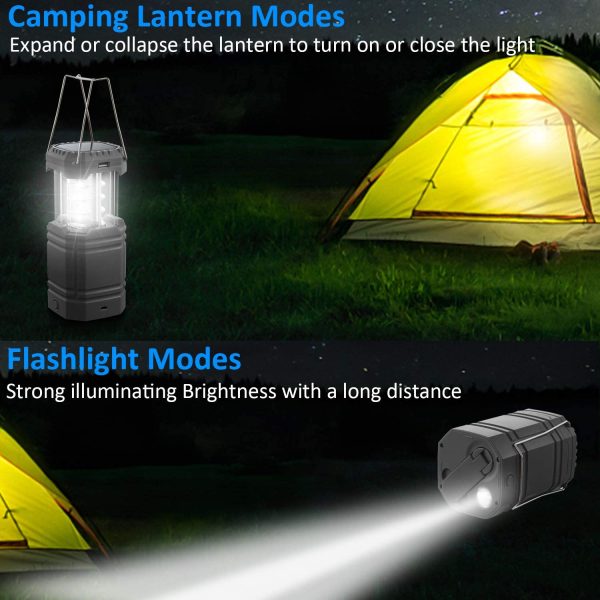 Solar Camping Lantern- Hand Crank Rechargeable LED Lantern Flashlight with USB Charger, Super Bight Camp Light, Long Play Time,Collapsible Waterproof Camping Lights for Emergency, Survival, Hiking, Hurricane,Fishing,Storm,Home - Image 6