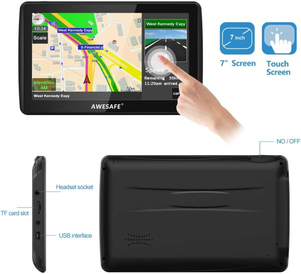 AWESAFE GPS Navigation for Car 7 inches Touch Screen Car GPS Navigation System North America Lifetime Map Updates - Image 7