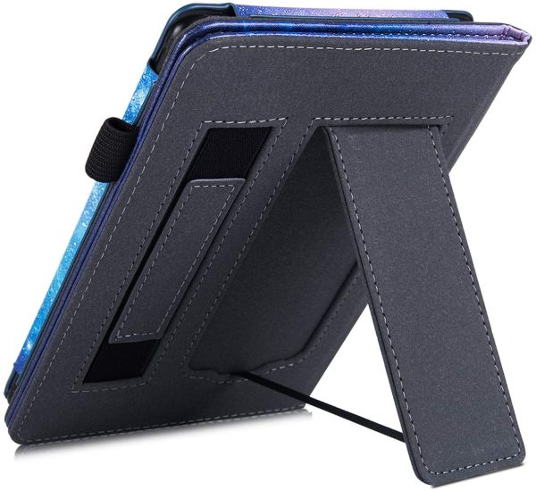 BOZHUORUI Stand Case for 6" Kindle Paperwhite (10th Generation 2018 and All Paperwhite eReader Prior to 2018) - PU Leather Protective Cover with Hand Strap and Auto Sleep/Wake (Galaxy) - Image 6