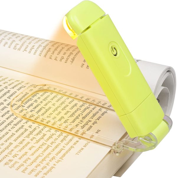 Book Reading Light, Amber Book Light for Reading in Bed, USB Rechargeable, 3 Brightness Levels, Blue Light Blocking, LED Clip-on Reading Light for Kids, Bookworms, Green - Image 2