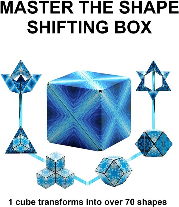 SHASHIBO Shape Shifting Box - Award-Winning, Patented Fidget Cube w/ 36 Rare Earth Magnets - Extraordinary 3D Magic Cube ?C Shashibo Cube Magnet Fidget Toy Transforms Into Over 70 Shapes (Blue Planet) - Image 2