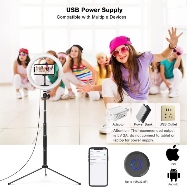 10?? LED Ring Light with Tripod Stand & Phone Holder,  Desk Ring Light with 18.5in Adjustable Height, Selfie Ring Light for Makeup/Live Streaming/Video Calls, Compatible with iOS/Android - Image 6