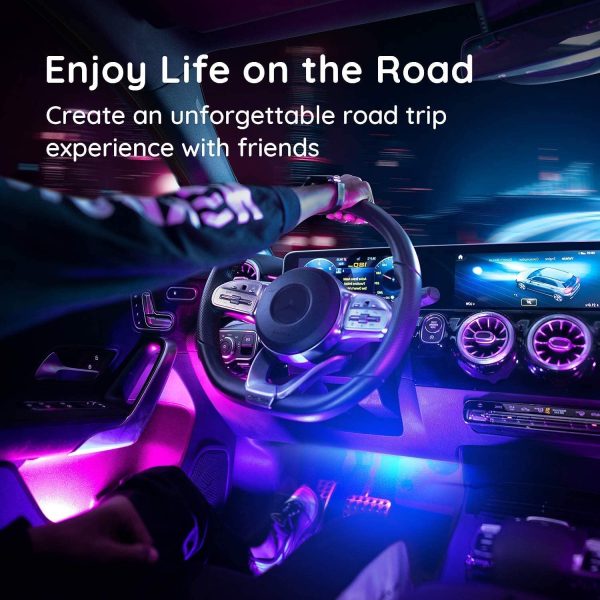 Car LED Lights, Car Interior Lights Upgrade 2 Line Design Waterproof 4pcs 48 LED Lighting Kits, LED Car Lights with APP & Remote Control, Music Sync LED Lights for Car, DC 12V - Image 5