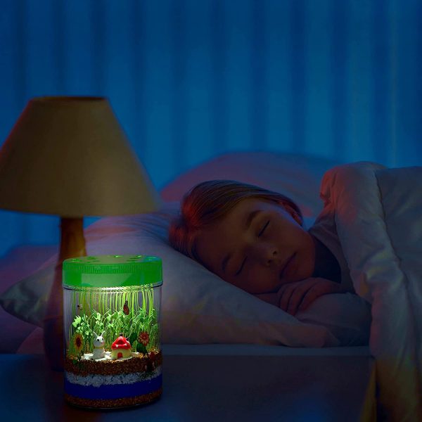 Light-up Terrarium Kit for Kids with LED Light on Lid - Science Kits for Boys & Girls - Gardening Gifts for Children - Kids Toys - Create Your Own Customized Mini Garden in a Jar That Glows at Night - Image 6