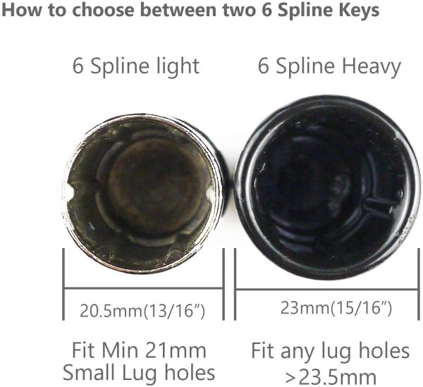 WHEEL CONNECT Lug Nuts Key for Spline Drive Lug Nuts and Bolts, 6 Point Spline Lug Nuts Socket??19 mm (3/4??) & 21 mm (13/16??) Hex,Chrome Finish, Light Version. - Image 7