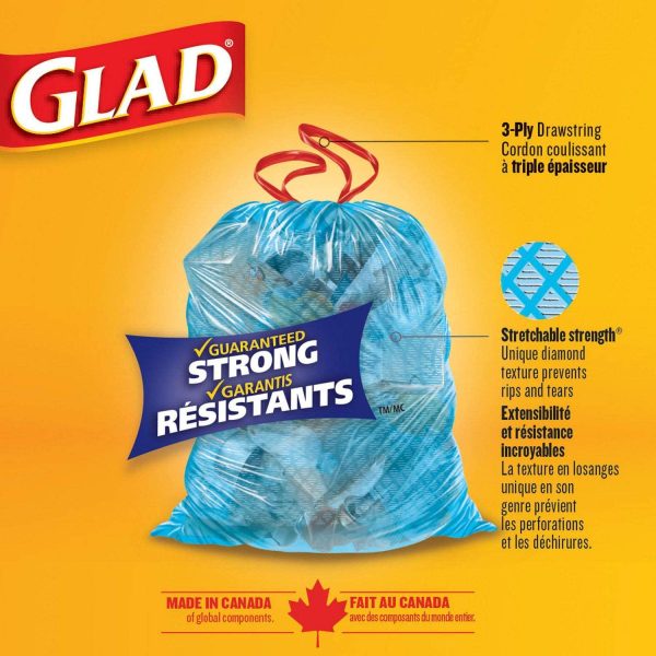 Glad Blue Recycling Bags - Large 90 litres - Forceflex, Drawstring, 24 Trash Bags 24 count - Image 2