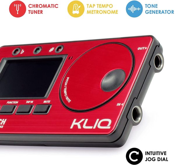 KLIQ MetroPitch - Metronome Tuner for All Instruments - with Guitar, Bass, Violin, Ukulele, and Chromatic Tuning Modes - Tone Generator - Carrying Pouch Included, Red - Image 7