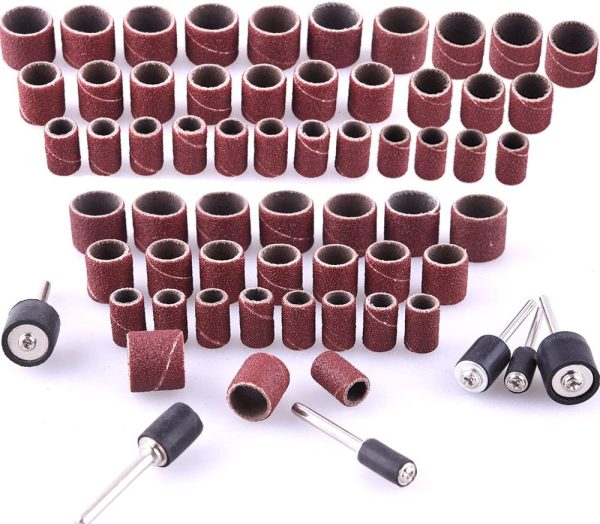 384 Pieces Drum Sander Set Including 360 Pieces Nail Sanding Band Sleeves and 24 Pieces Drum Mandrels for Dremel Rotary Tool