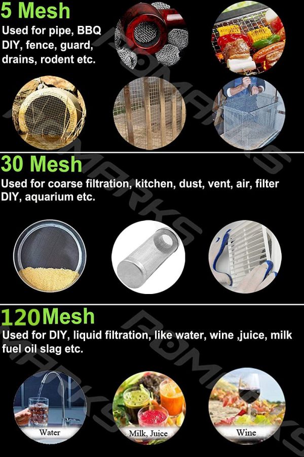 Woven Wire 5 Mesh, 5 Pack A3 Size (30X42cm) 304 Stainless Steel Mesh Screen for DIY, Vent, Filter, Security, Window & Garden etc (5MeshxA3) - Image 5