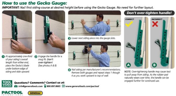 PACTOOL INTERNATIONAL SA90338 Gecko Gauge, LP Siding Installation Tool (1 Set) - Image 5