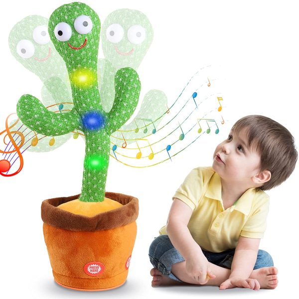 Kids Dancing Talking Cactus Toys for Baby Boys and Girls, Talking Sunny Cactus Toy Electronic Plush Toy Singing, Record & Repeating What You Say with 120 English Songs and LED Lighting for Home Decor