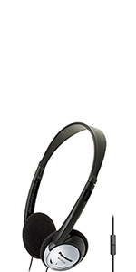 black on-ear corded headphones with microphone