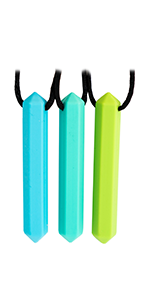 *Pencil design, 3-pack chewlery for boys and girls, kids and adults, in blue, turquoise, and green.