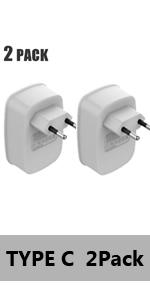 2 Pack Most of Europe-Type C Adapter