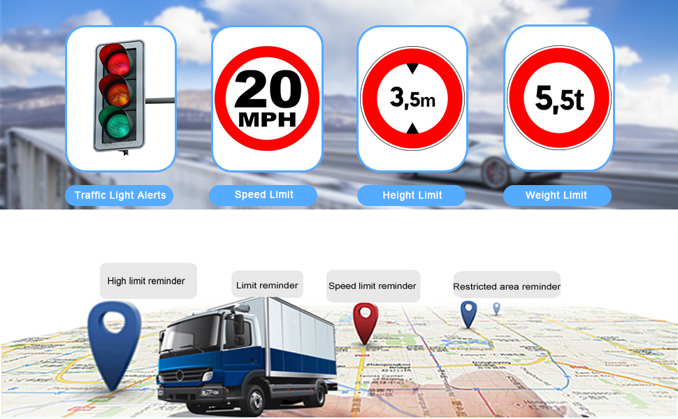 Speeding reminder camera reminder height limit reminder voice assistant