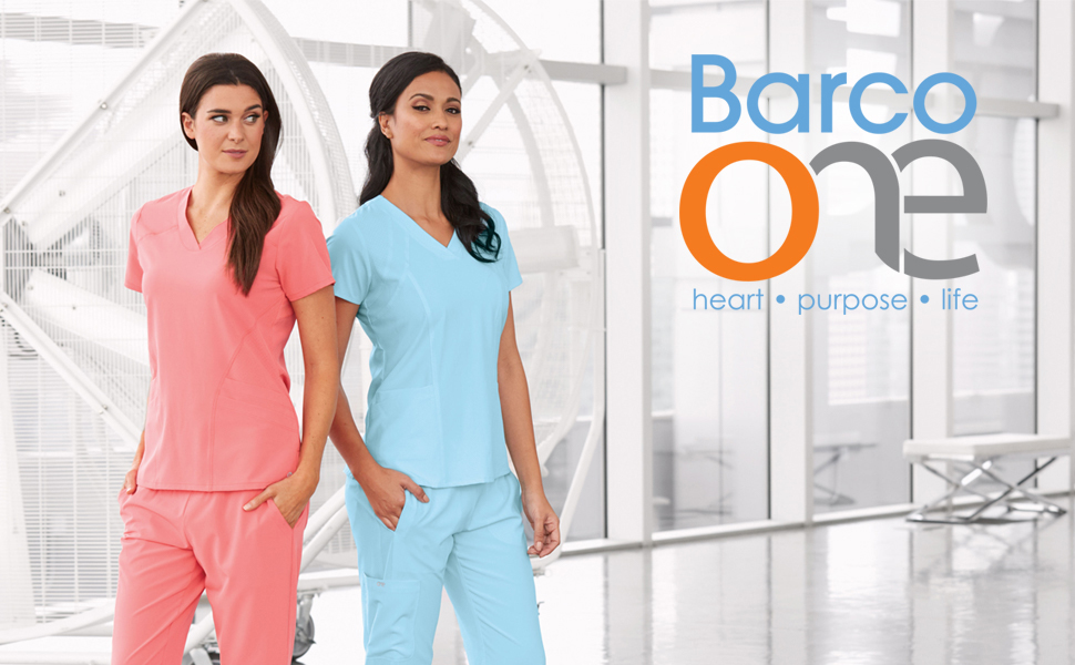 Two Nurses in hallway wearing Barco One Women's Scrubs