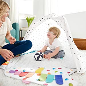 play tent organic cotton ball baby to toddler grow with me teepee