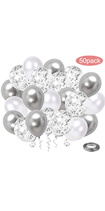 Silver, White & Confetti Balloons