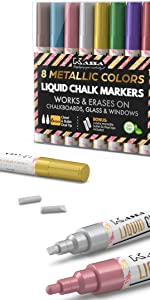 Kassa metallic liquid chalk markers for chalkboard and glass decorations gold silverbronze color