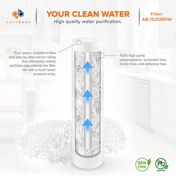 1 Micron 20" Big Blue Sediment Water Filter Replacement Cartridge | Whole House Sediment Filtration | Compatible with AP810-2, SDC-45-2005, FPMB-BB5-20, P5-20BB, FP25B, 155358-43, 1 Pack - Image 4