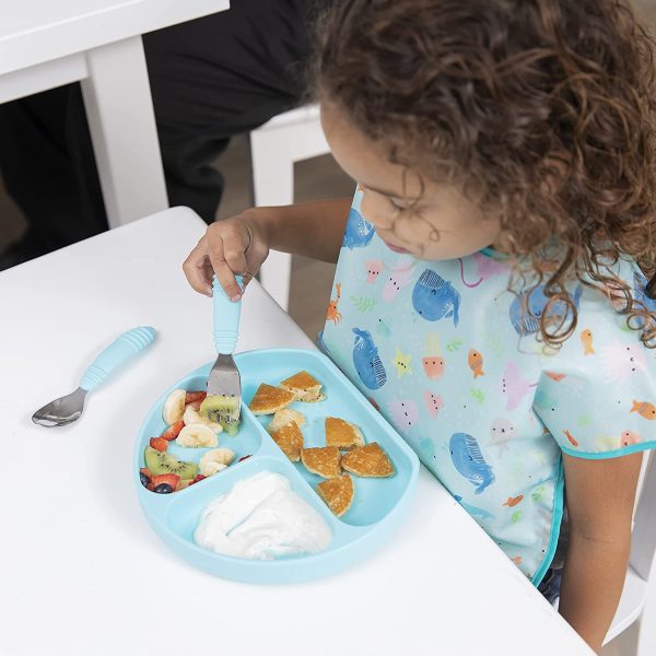 Silicone Grip Dish, Suction Plate, Divided Plate, Baby Toddler Plate, BPA Free, Microwave Dishwasher Safe ?C Blue - Image 2