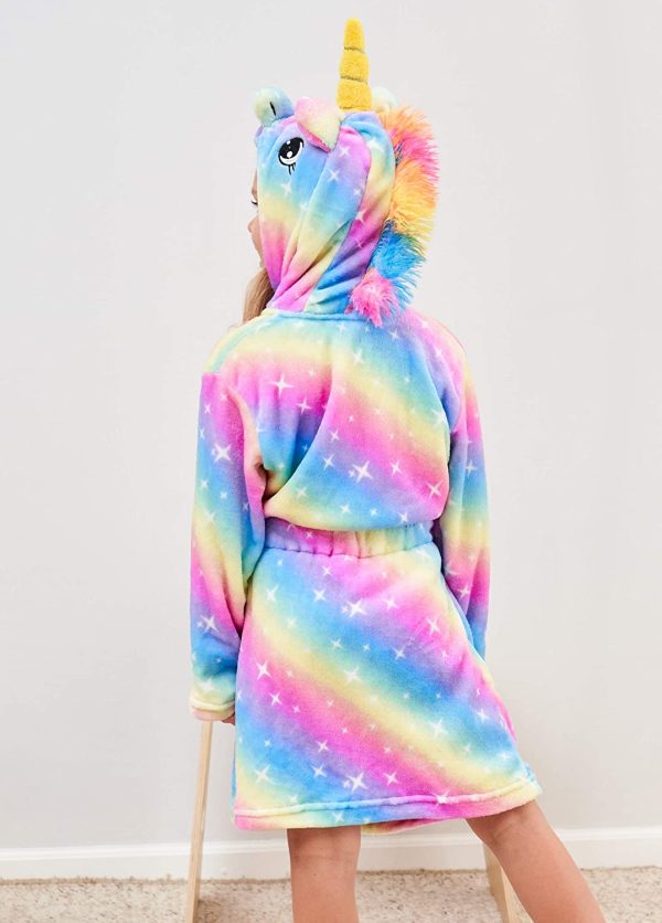 Soft Unicorn Hooded Robe with Matching Slippers Headband and Blindfold for Girls - Image 4