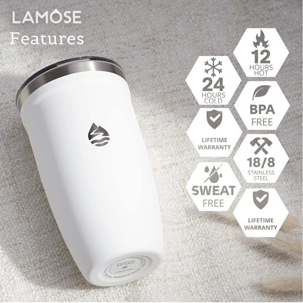 Custom Monogram Engraved Insulated Coffee Tumbler, Personalized Initial Letter Thermos Travel Mug, Laser Etched Stainless-Steel Gift LAMOSE Peyto 16oz (Midnight) - Image 3