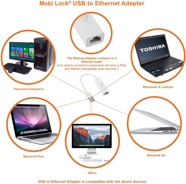 USB Ethernet (LAN) Network Adapter Compatible with Laptops, Computers, and All USB 2.0 Compatible Devices Including Vista/XP, Windows 7 to 11, All Mac OS X, OS X, and macOS by - Image 7