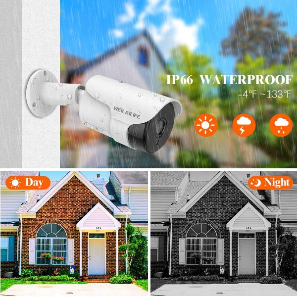 ??5.0MP Two Way Audio?? PoE Security Camera System, 4pcs 5MP Wired Backstreet PoE IP Cameras, 8 Channel NVR Recorder with 2TB HDD, 24/7 Video Complete Surveillance Systems for Outdoor/Indoor Use - Image 2