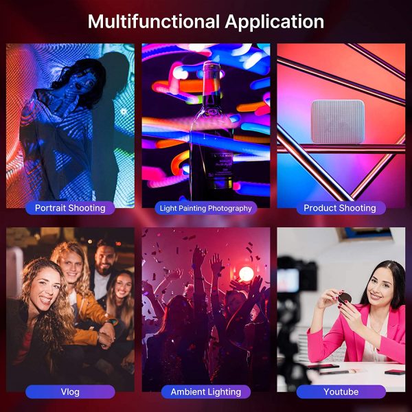 ULANZI VL49 RGB Video Lights, LED Camera Light 360?? Full Color Portable Photography Lighting w 3 Cold Shoe, 2000mAh Rechargeable CRI 95+ 2500-9000K Dimmable Panel Lamp Support Magnetic Attraction - Image 6