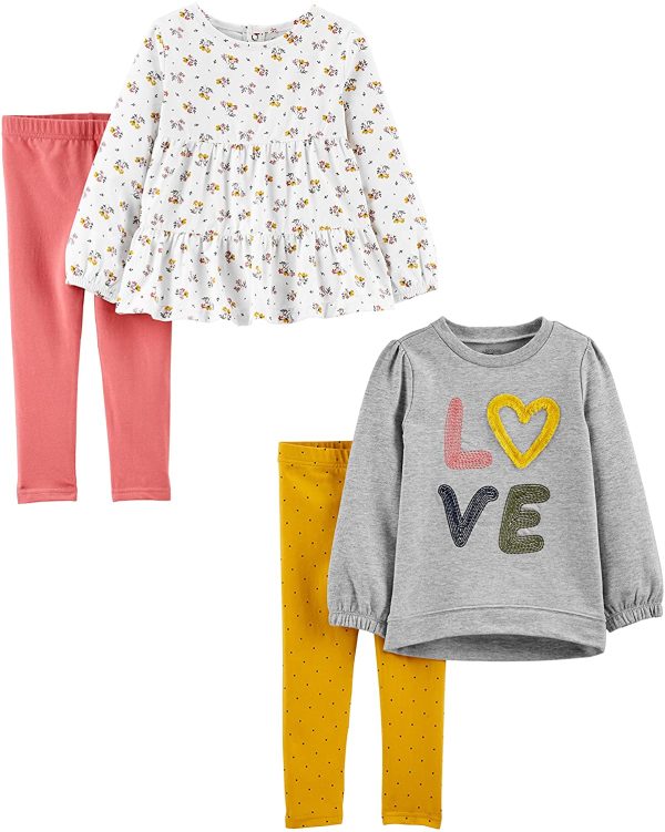 Simple Joys by Carter's Girls' 4-Piece Long-Sleeve Shirts and Pants Playwear Set