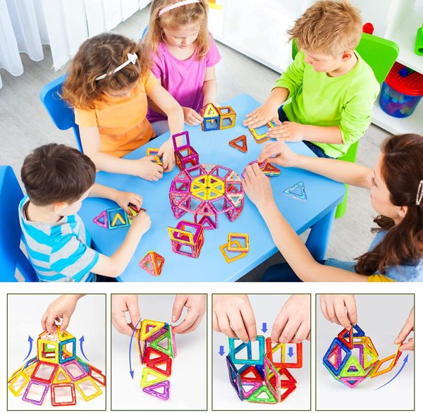 AMOSTING Magnetic Blocks Building Blocks Educational Toys Construction Stacking Toy-64 pcs - Image 7