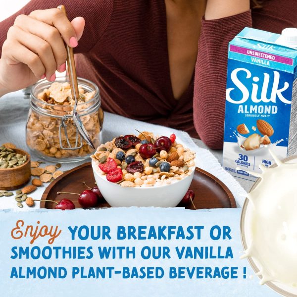 SILK Unsweetened Vanilla Almond Milk - 12 Pack - 946ml - Plant-Based Beverage - No Added sugar - Dairy-Free - Vegan - Shelf Stable - Non-GMO - Image 6