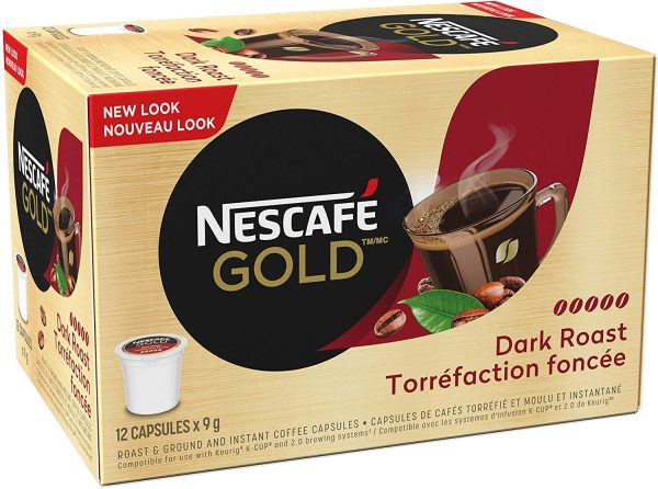 NESCAFÉ GOLD Dark Roast & Ground Coffee Capsules, K-Cup Compatible Pods, 12 Capsules - Image 3