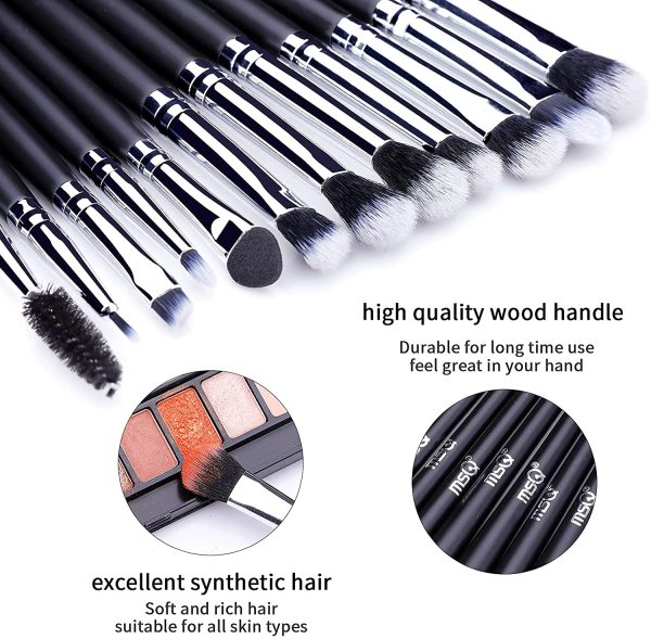 MSQ Eye Makeup Brushes 12pcs Eyeshadow Makeup Brushes Set with Soft Synthetic Hairs & Real Longer Wood Handle for Eyeshadow, Eyelash,Eyebrow, Eyeliner, Blending, Conclear(Black) - Image 6